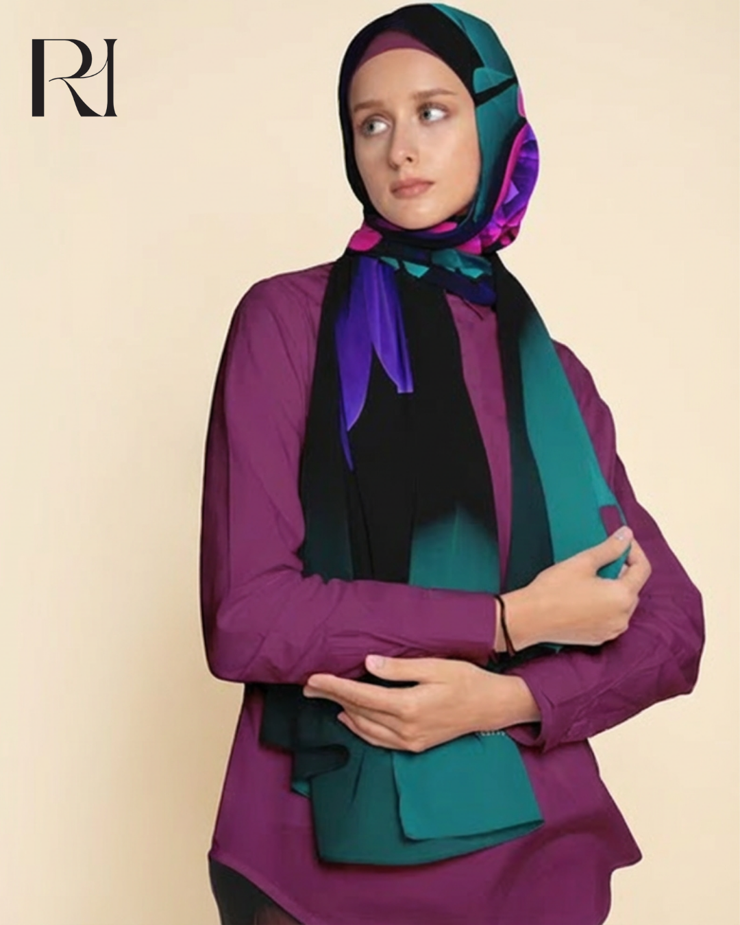Ruehaya Vibrant Floral Chiffon Crepe Hijab - Ruehaya