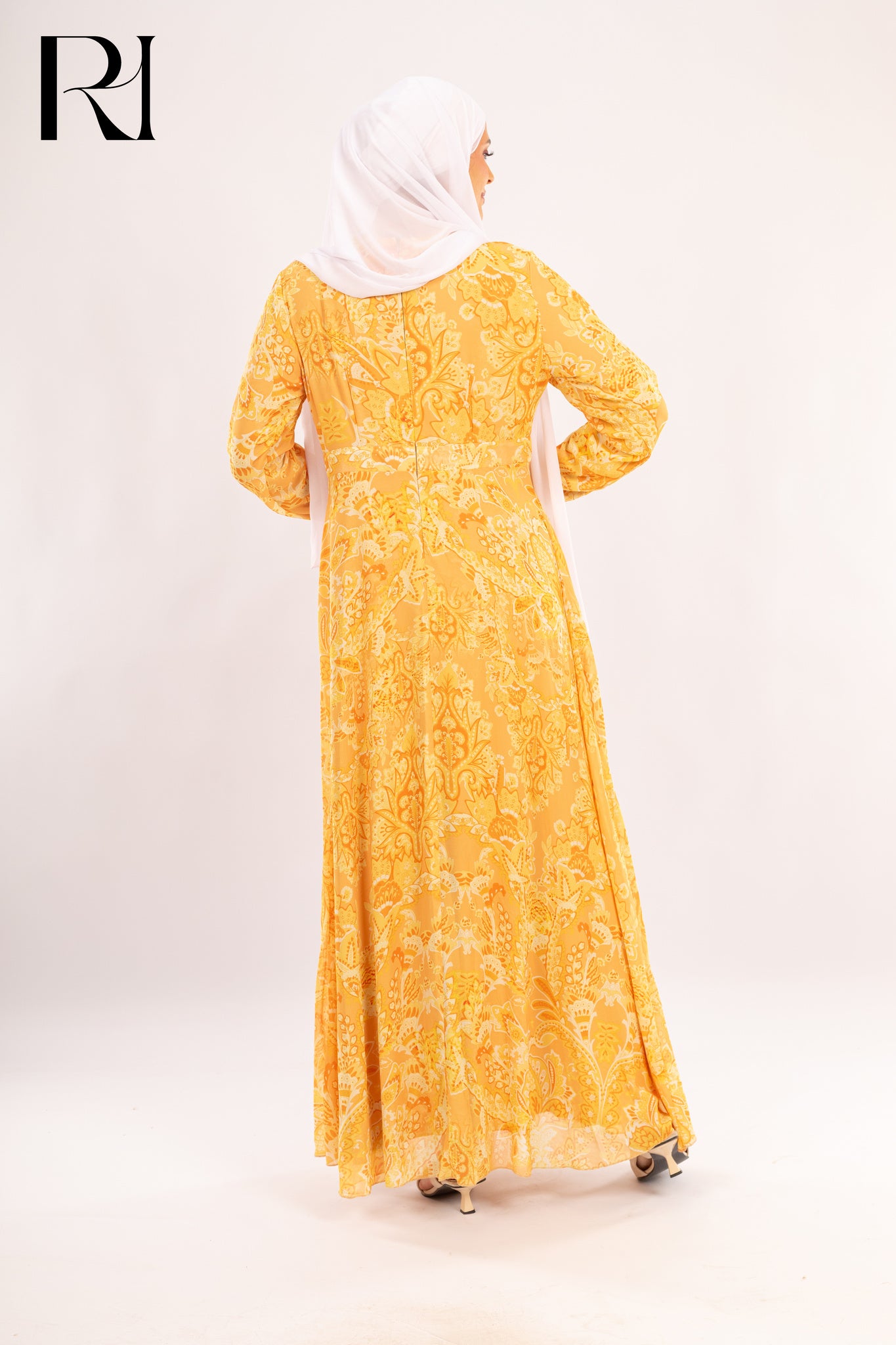 Samar Golden Yellow Modest Maxi Dress - Ruehaya