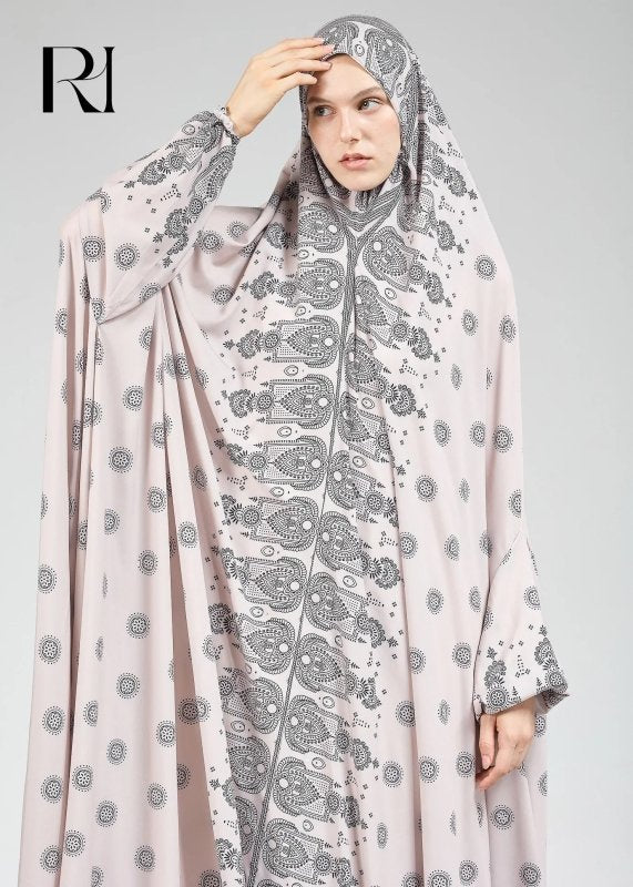 Satin Prayer Gown with Extended Coverage - Ruehaya