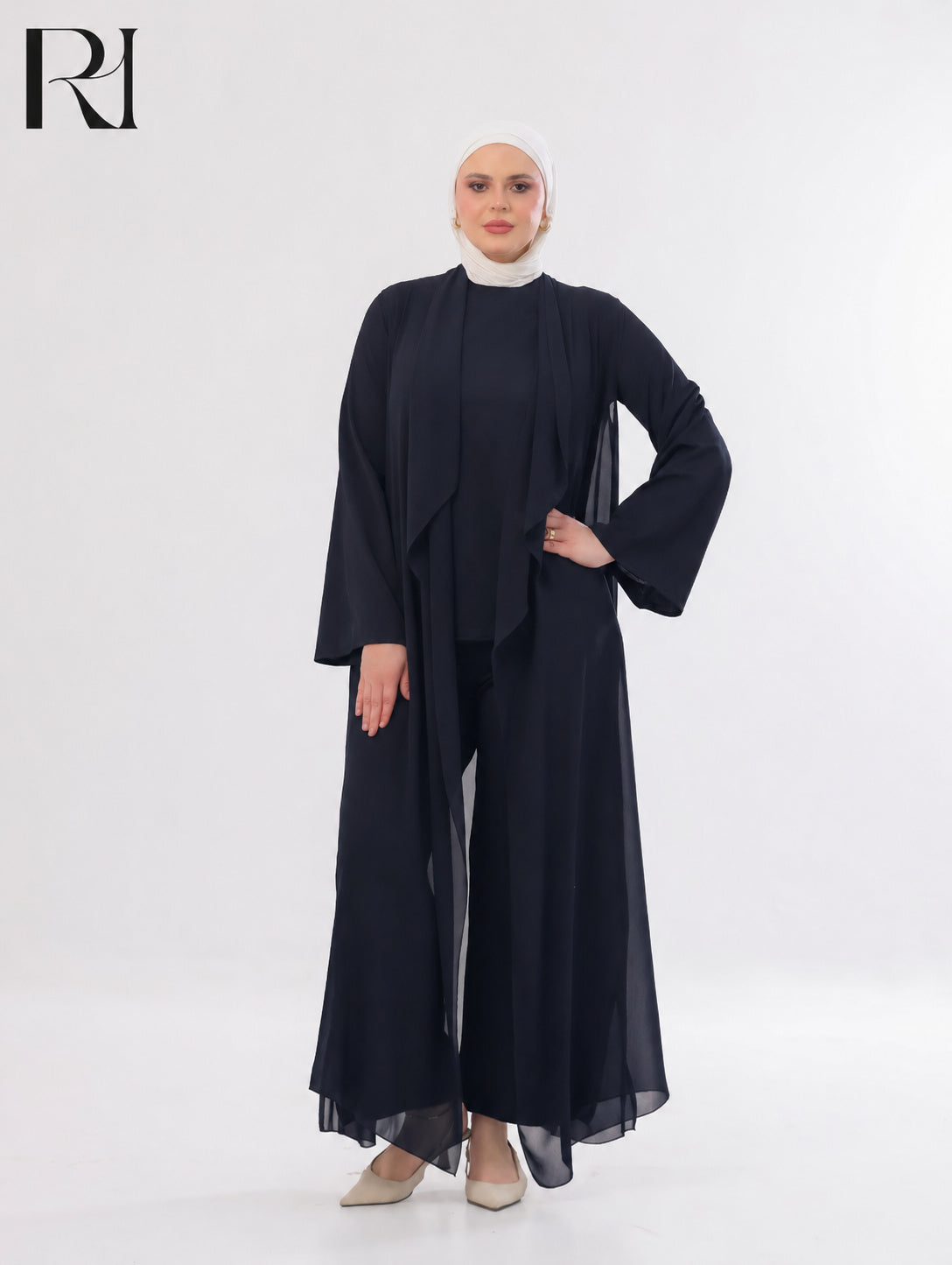 Maria Flow Structured Knit Three-Piece Set – Navy