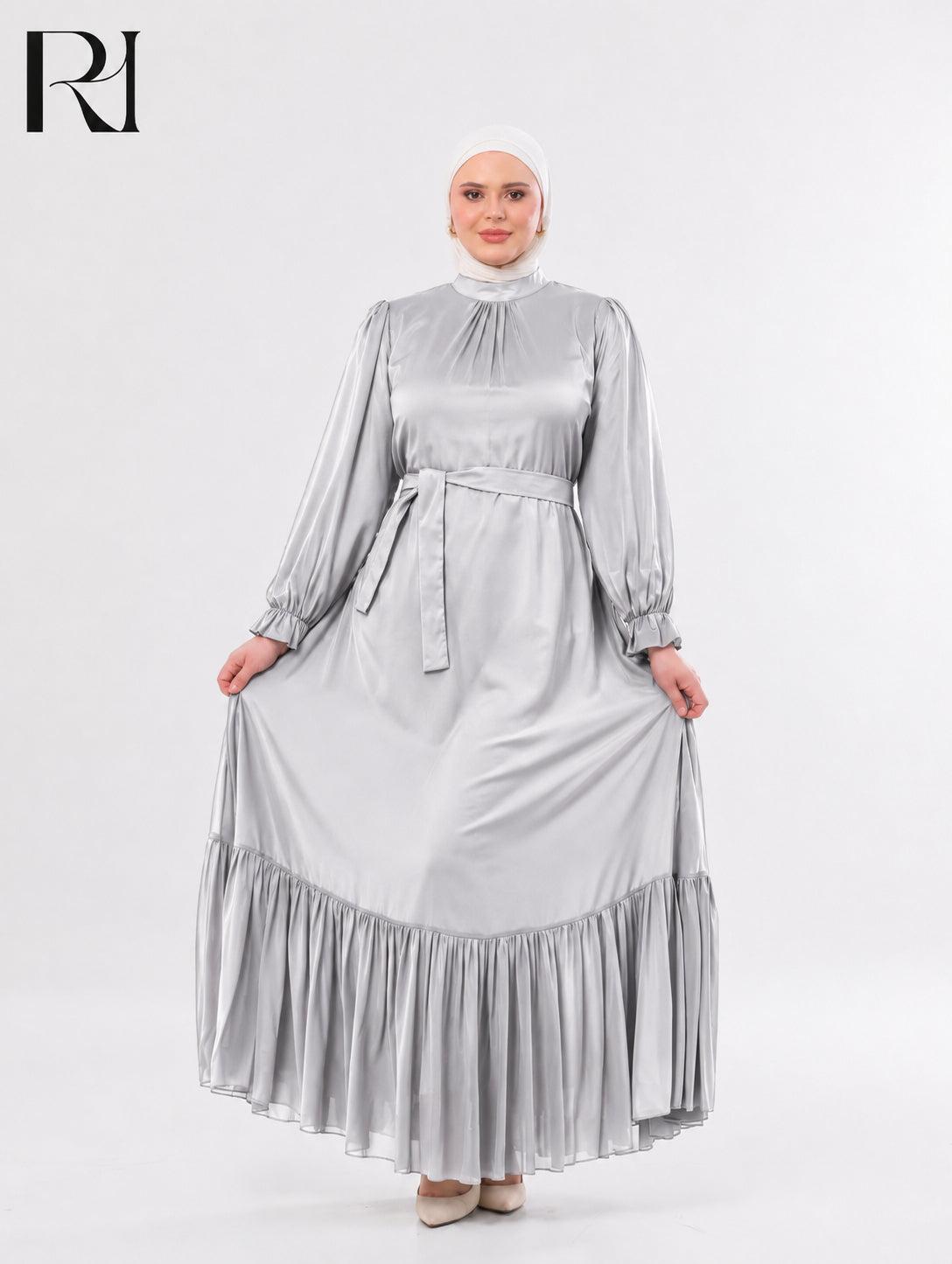 Najma Fresh Chiffon Maxi Dress – Silver