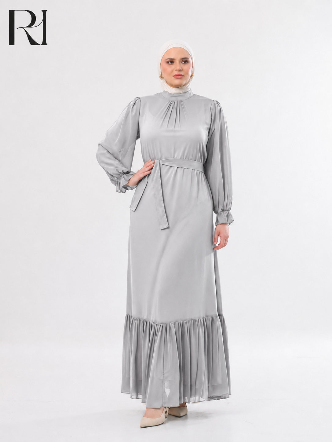 Najma Fresh Chiffon Maxi Dress – Silver
