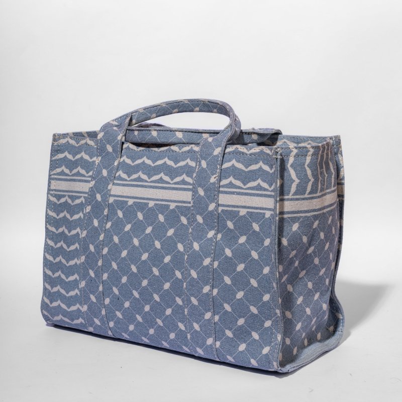 Simple baby blue Bag with Keffiyeh Design - Ruehaya