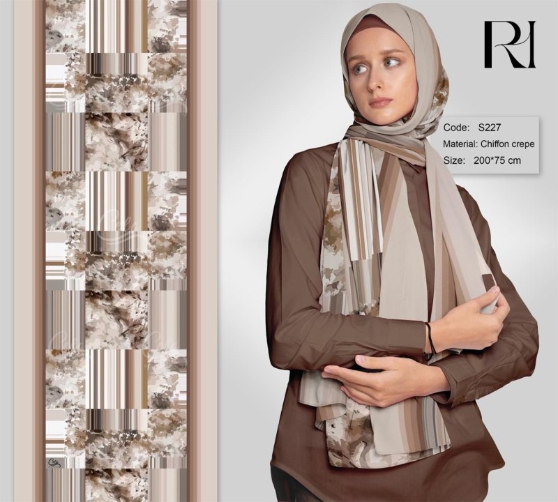 Stylish Patterned Chiffon Hijab Scarf - Ruehaya