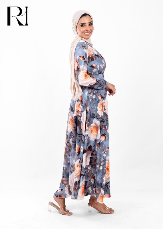Sunset Bloom Floral Modest Maxi Dress - Ruehaya
