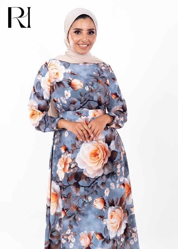 Sunset Bloom Floral Modest Maxi Dress - Ruehaya