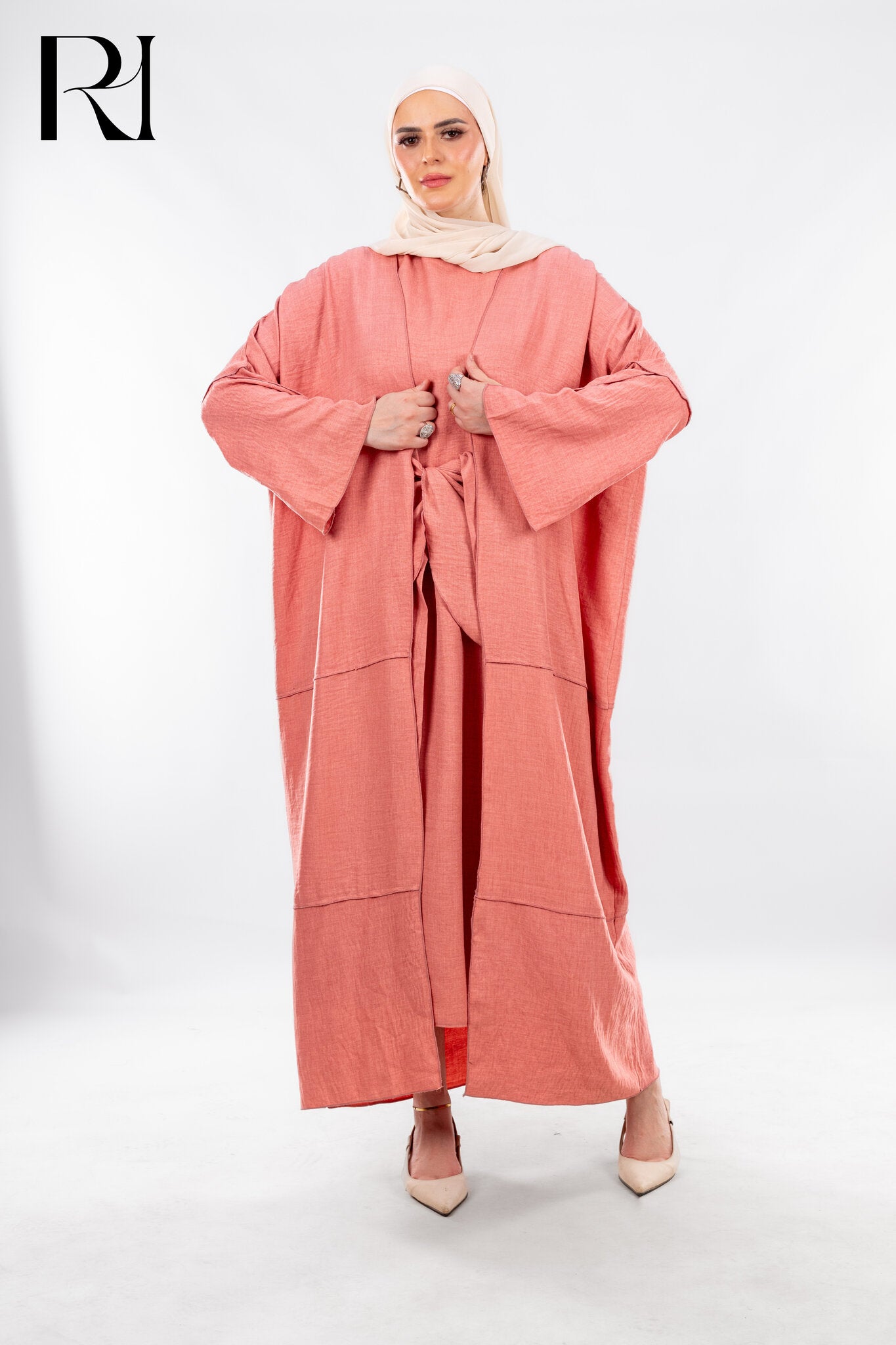 Sunset Whisper Coral Two Piece Elegance Set - Ruehaya