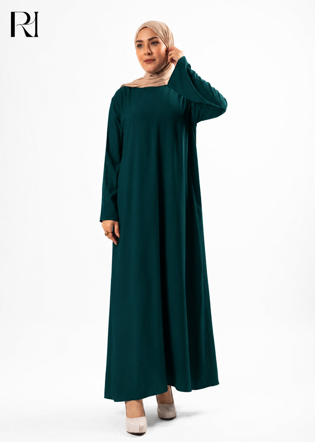 Mariam Lightweight Silky Maxi Dress – Deep Teal