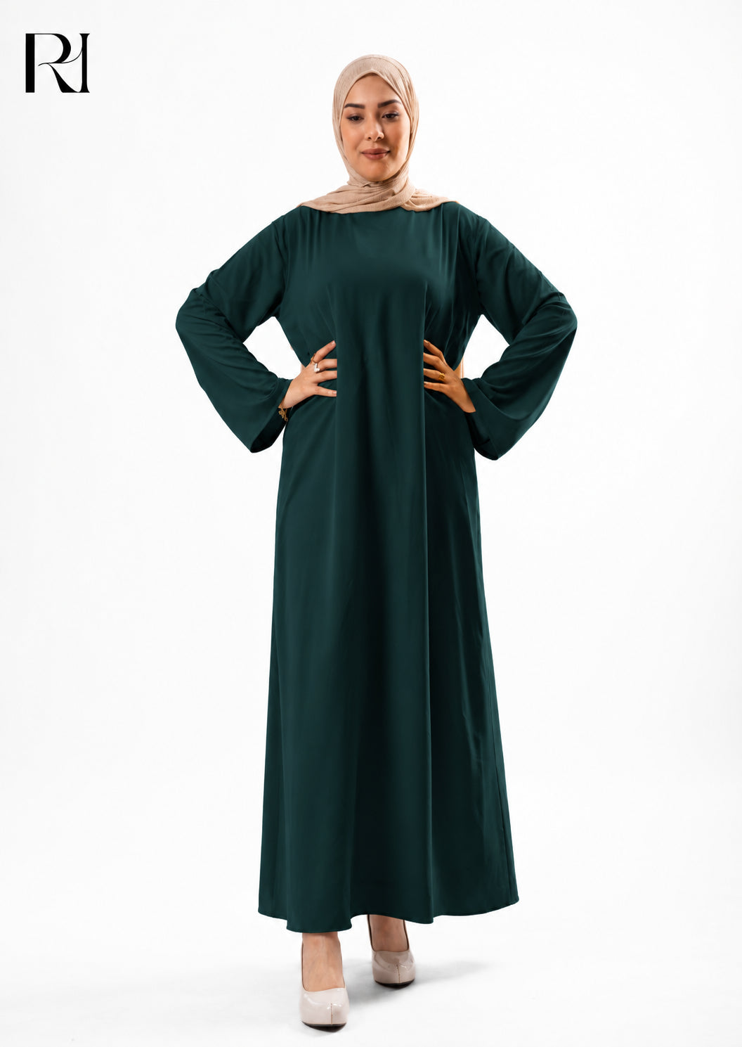 Mariam Lightweight Silky Maxi Dress – Deep Teal