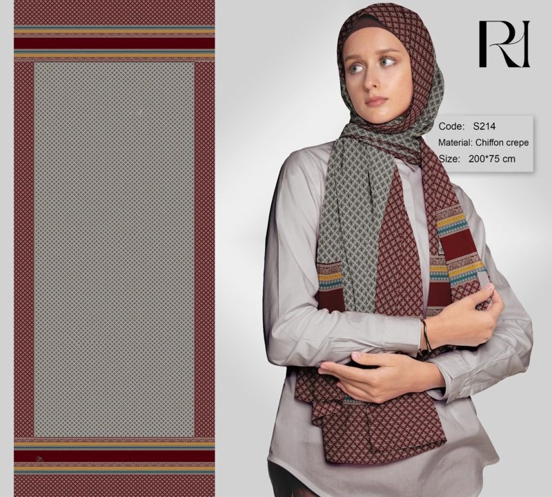 Timeless Elegance Ruehaya Chiffon Crepe Printed Scarf for a elegant Look - Ruehaya