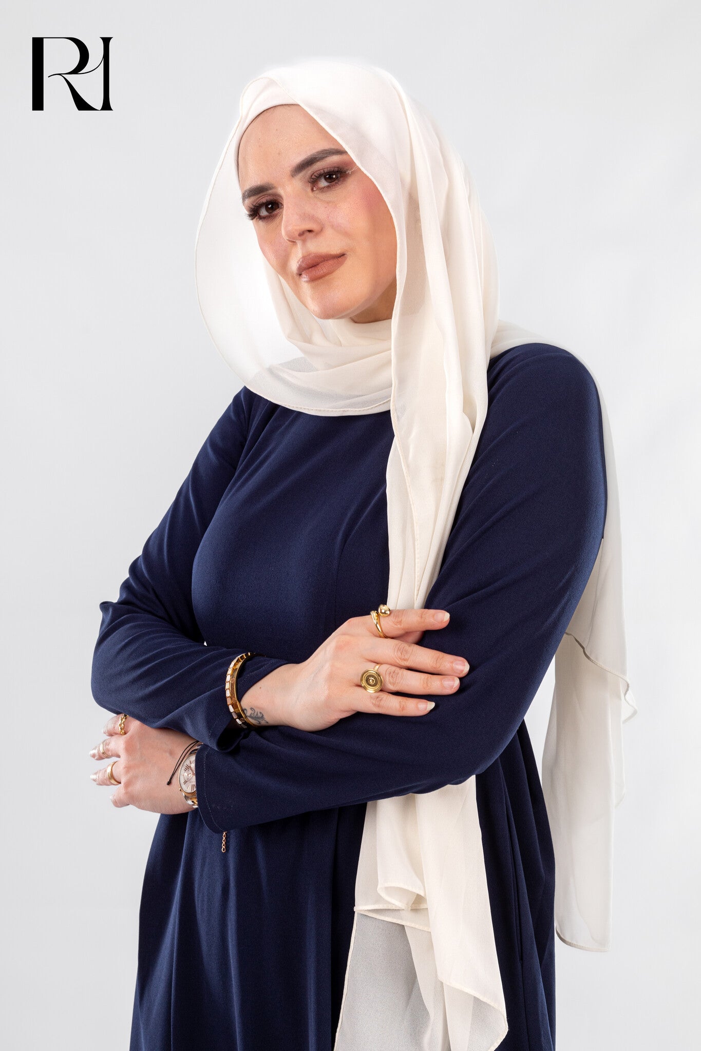 Timeless Navy Elegance, Modest Maxi Dress by Rue Haya - Ruehaya