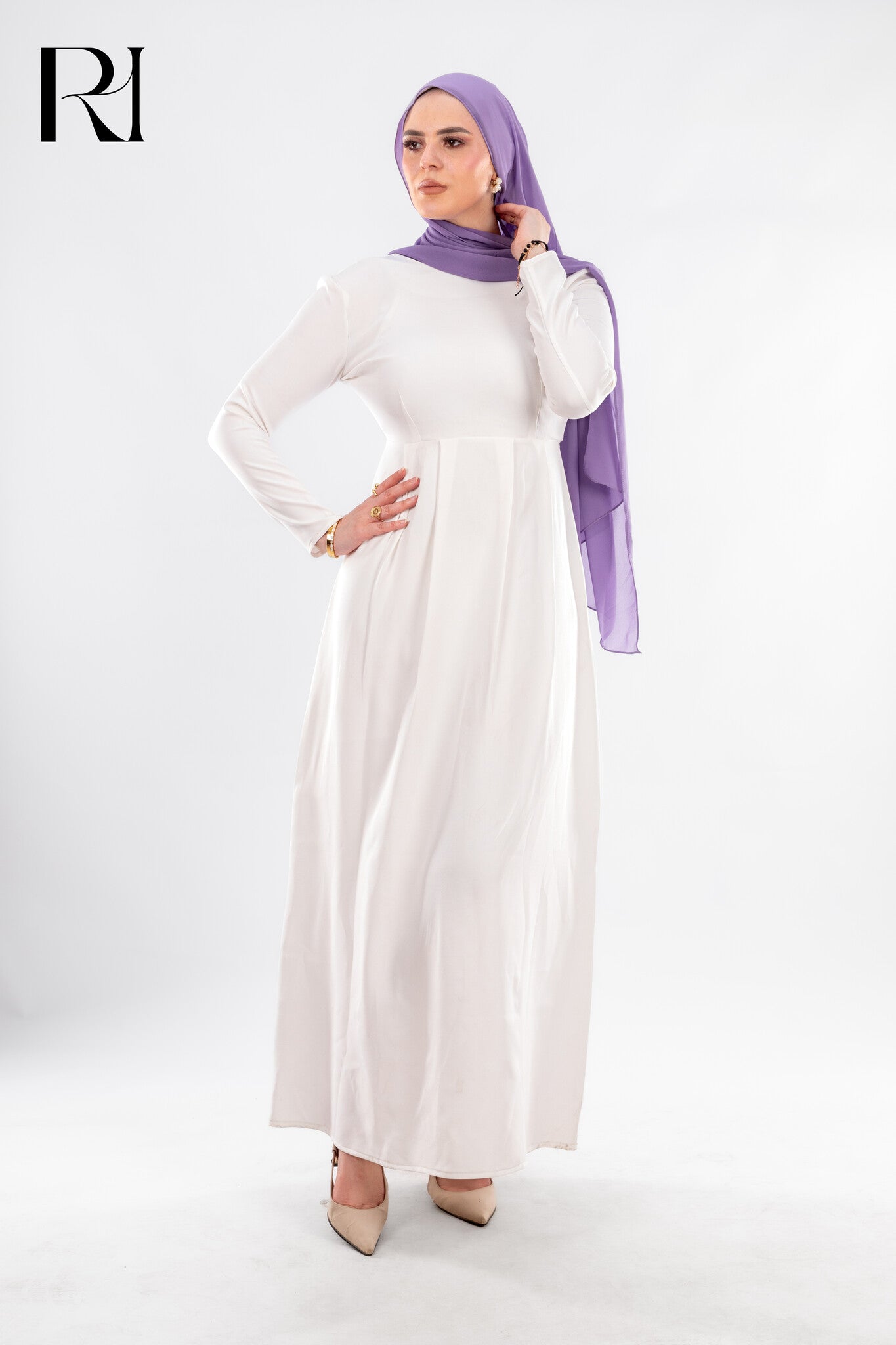 Timeless White Modest Dress - Ruehaya