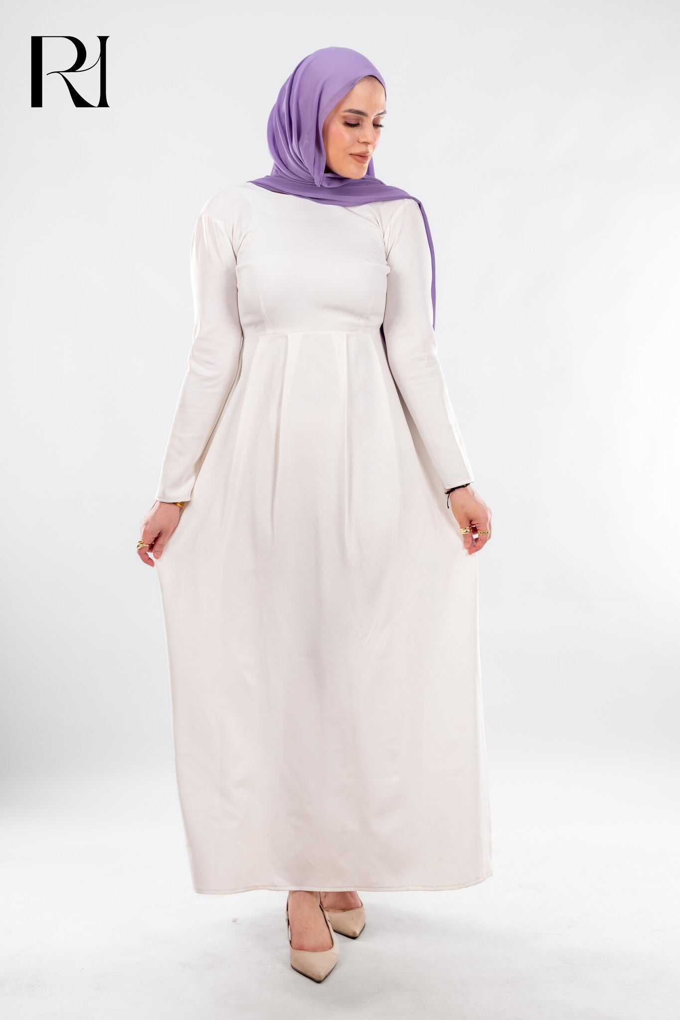 Timeless White Modest Dress - Ruehaya