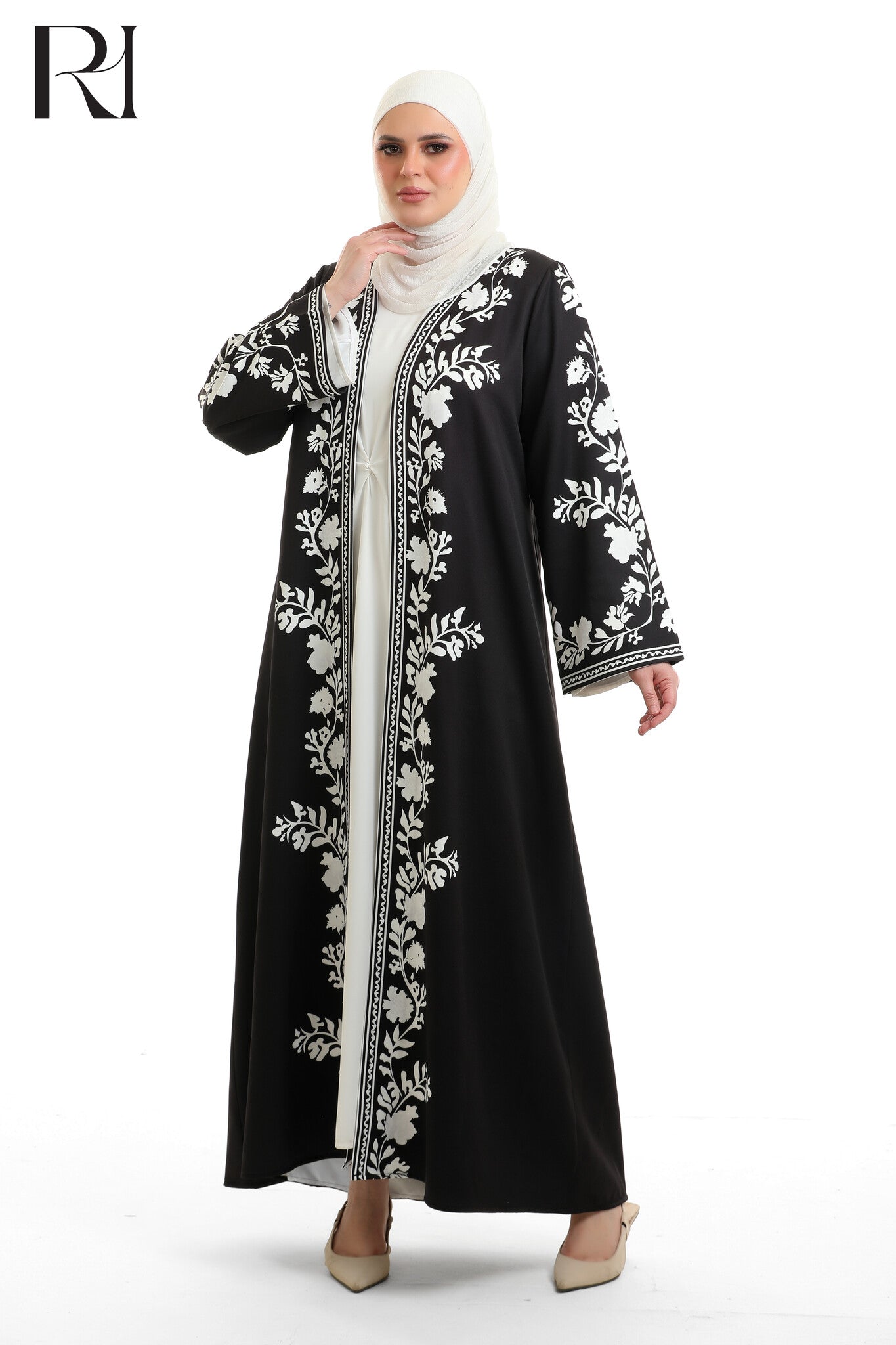 Aya Royalty Crepe Abaya Set - Black