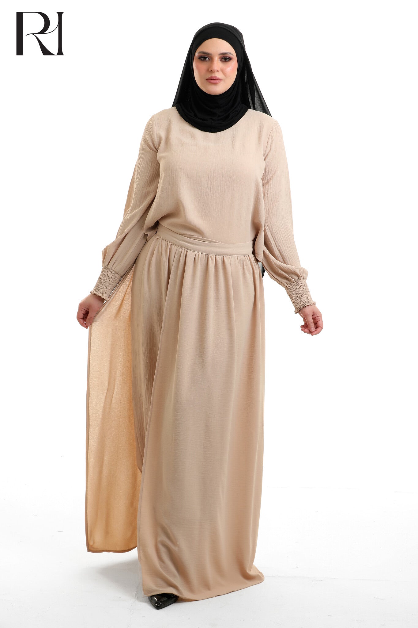 Salma Linen Blend Two Piece Set - Beige Beige / US 18 Salma Linen Blend Two Piece Set - Beige Beige / US 18