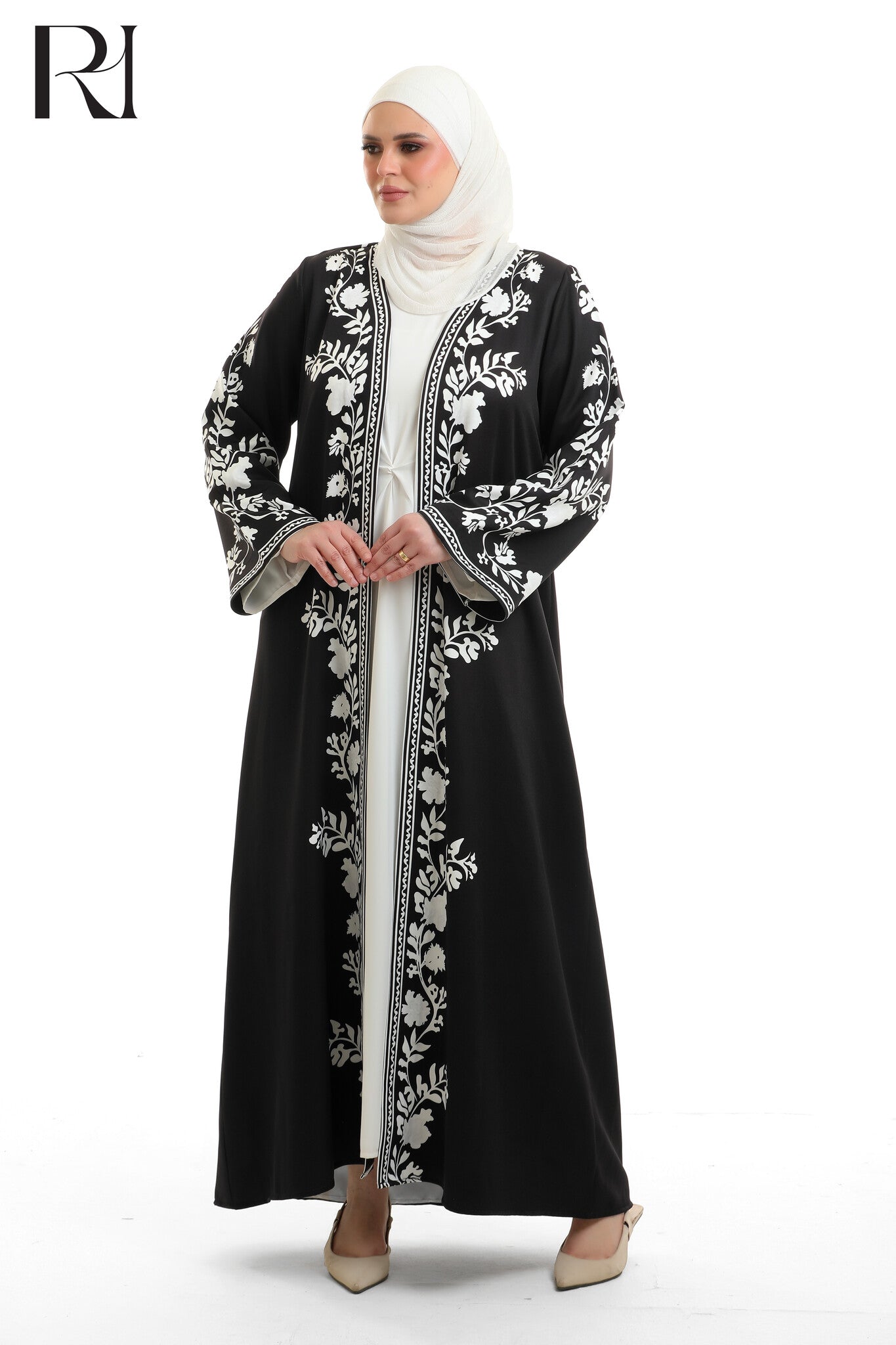Aya Royalty Crepe Abaya Set - Black