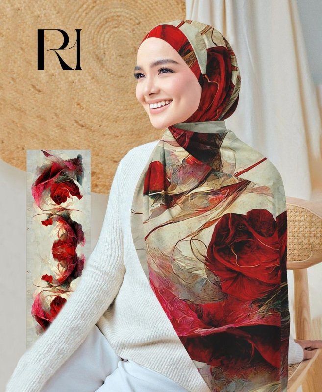 Verasen Printed Chiffon Hijab Elegant TieDye Scarf for Modest Fashion - Ruehaya