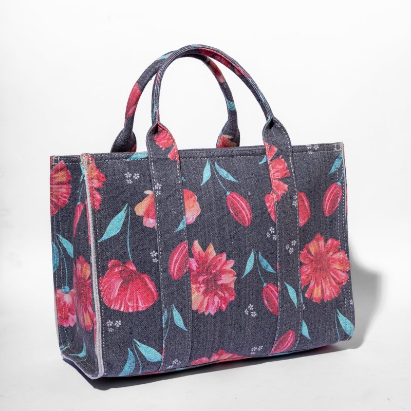 Vibrant Floral Print Medium Tote Bag Stylish & Functional - Ruehaya
