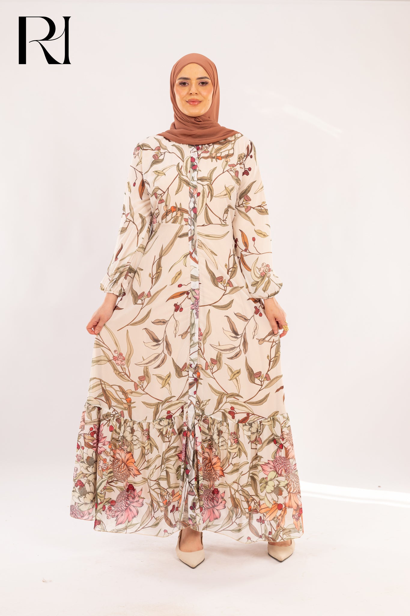 Zayna Autumnal Grove Print Maxi Dress - Ruehaya