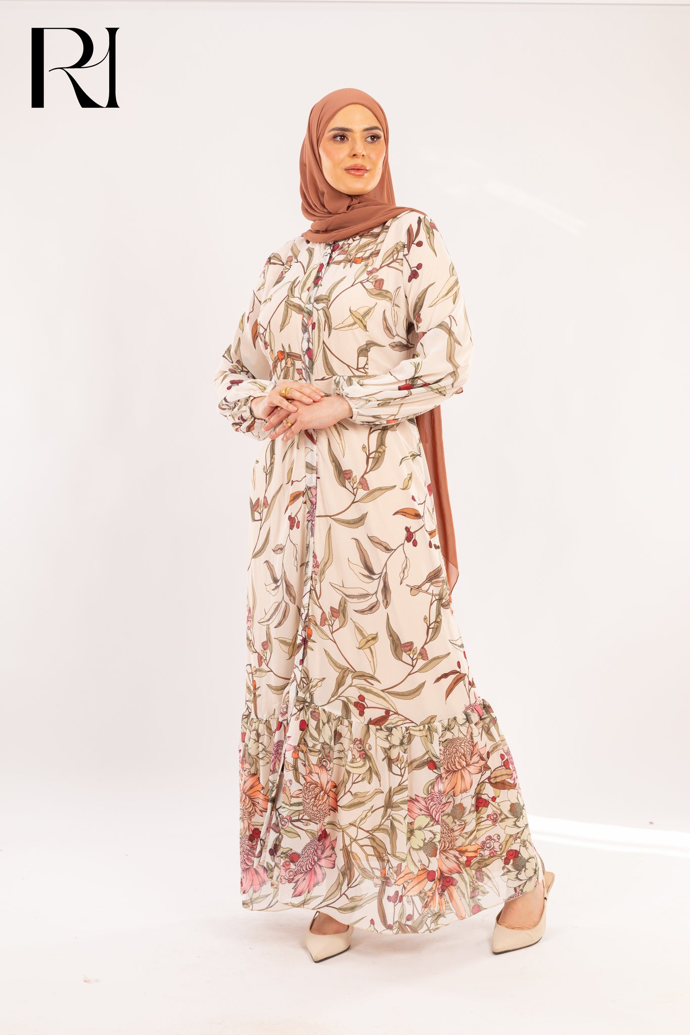 Zayna Autumnal Grove Print Maxi Dress - Ruehaya