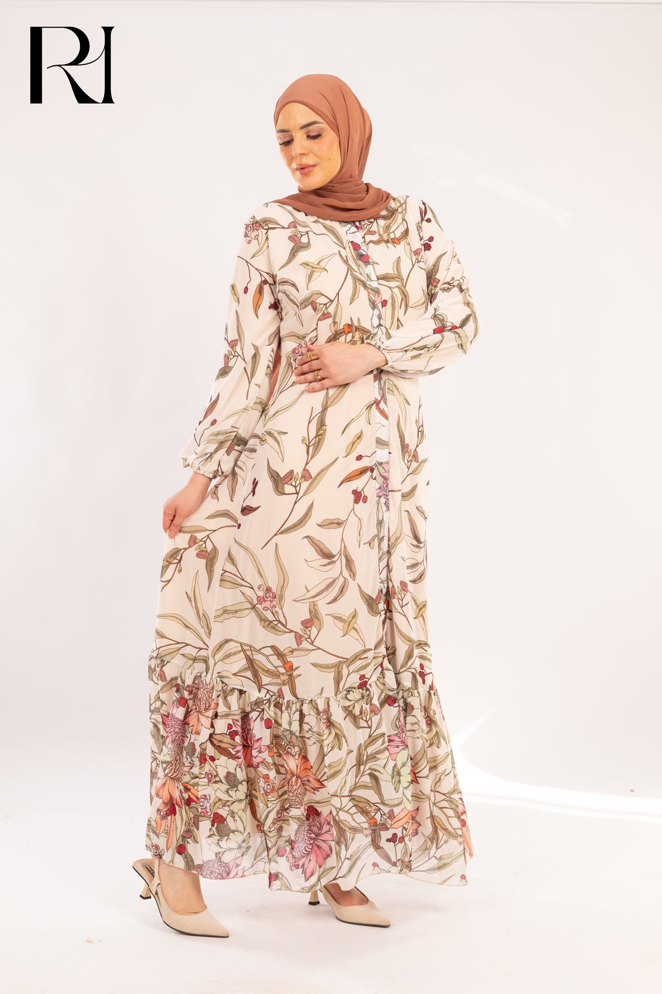 Zayna Autumnal Grove Print Maxi Dress - Ruehaya