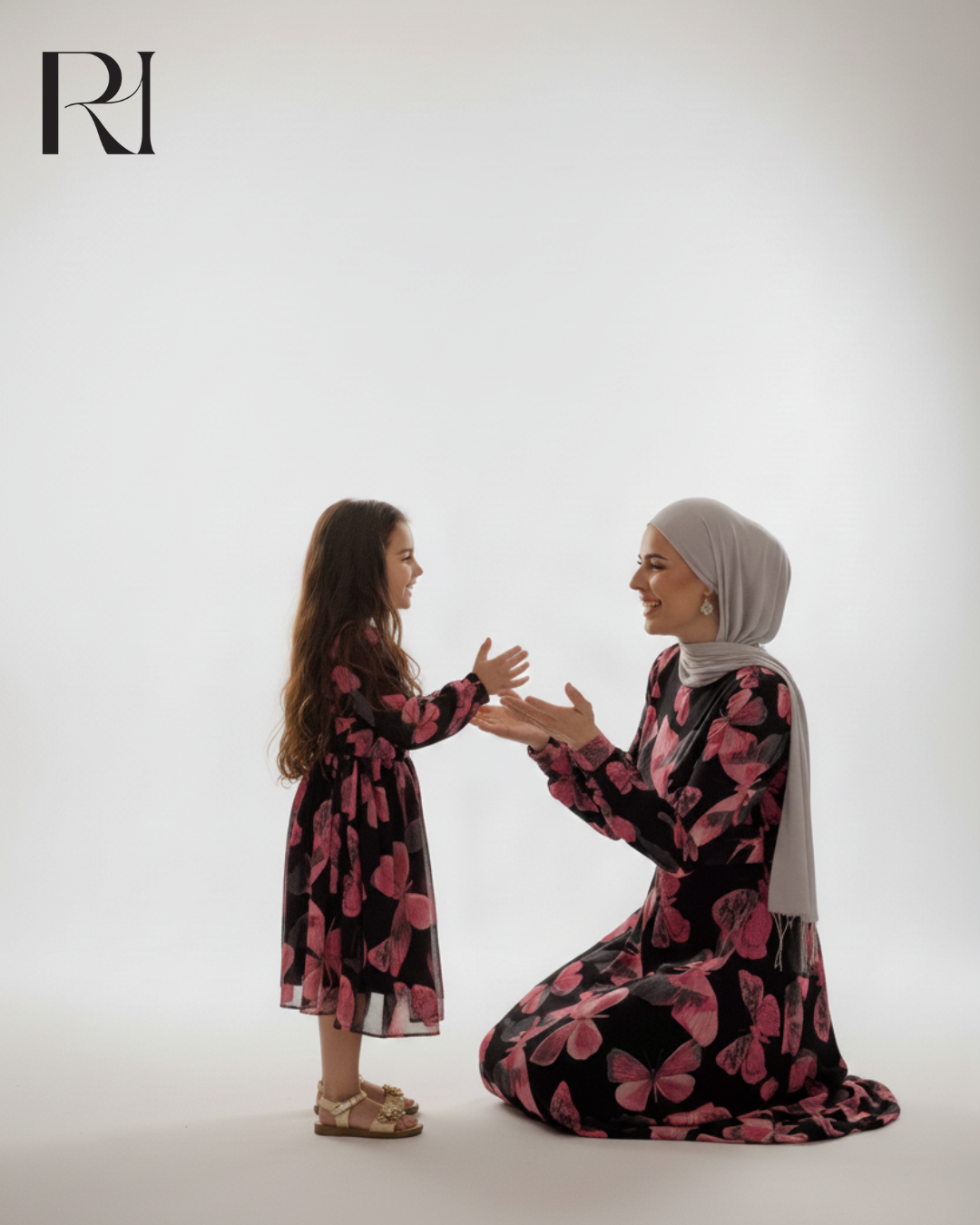 Black Butterfly Print Modest Dress with Modern Grace