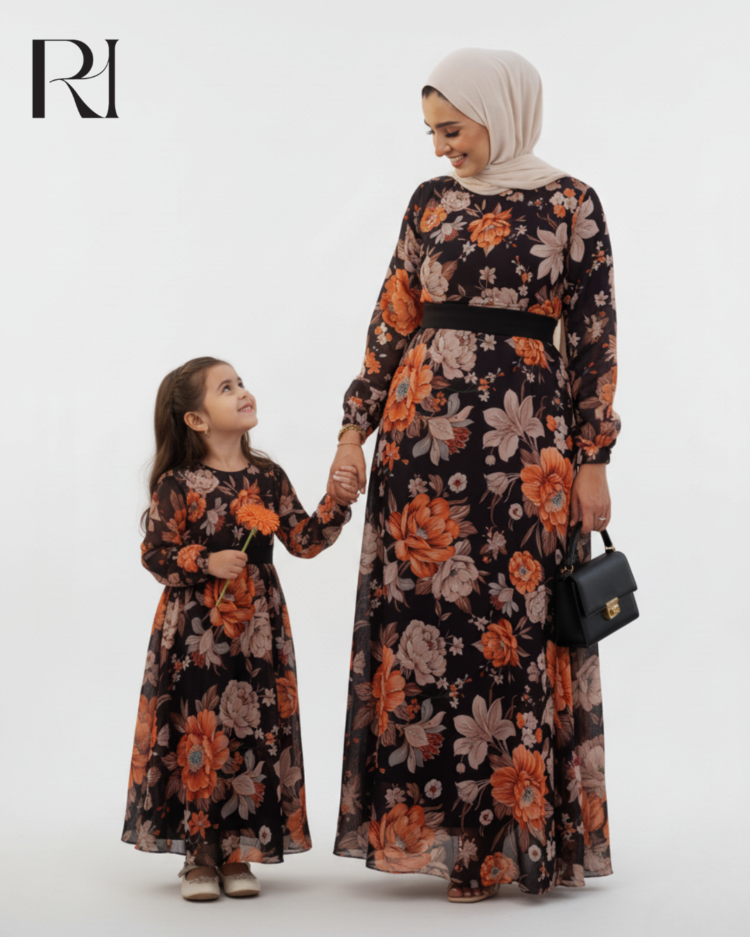 Midnight Bloom Elegance Modest Maxi Dress