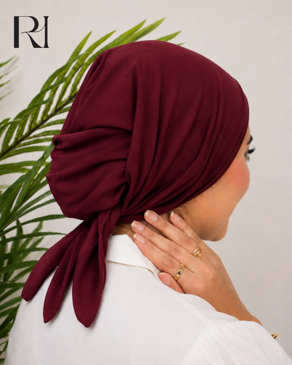 Haya Cotton Blend Tie-Back Hijab Cap – Burgundy