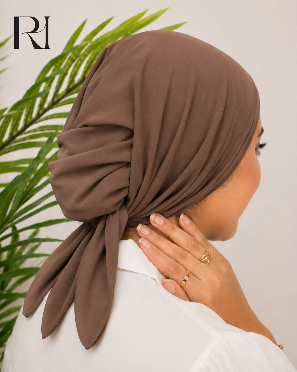 Haya Cotton Blend Tie-Back Hijab Cap – Mocha