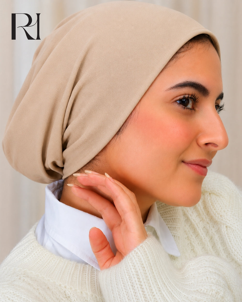Haya Cotton Blend Hijab Cap – Beige
