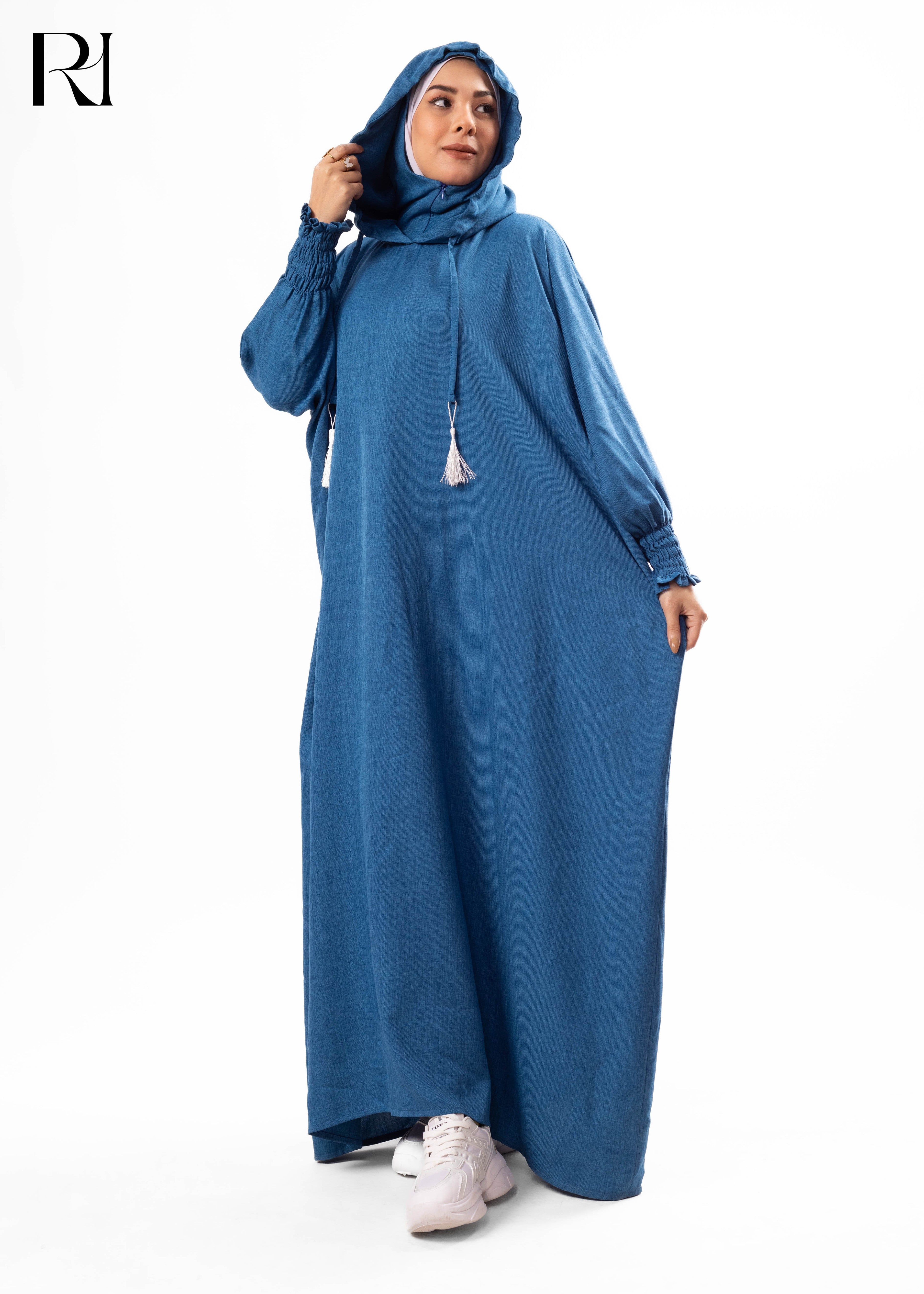 Azure Serenity Hooded Abaya