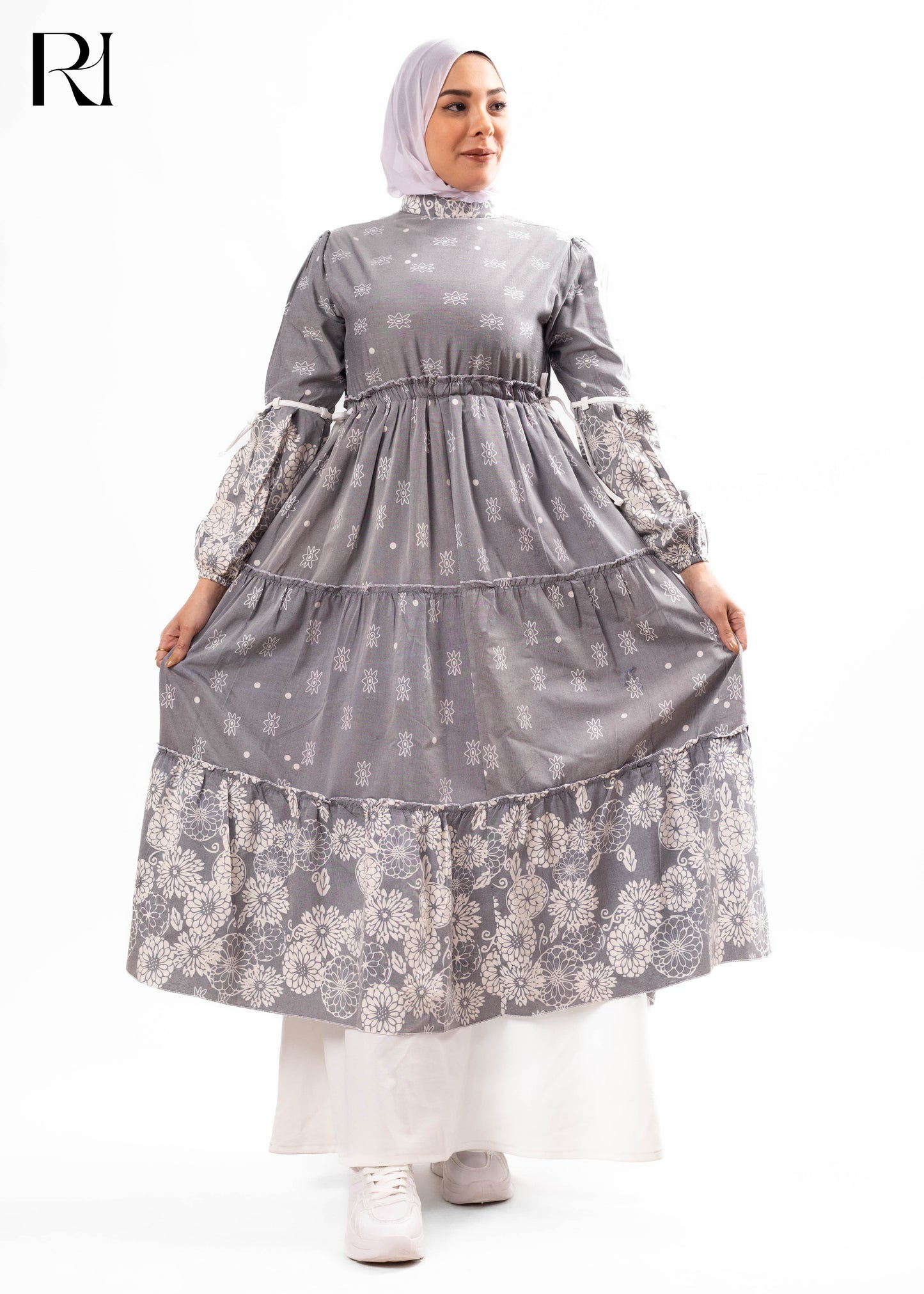 Silver Meadow Tiered Drawstring Maxi Dress