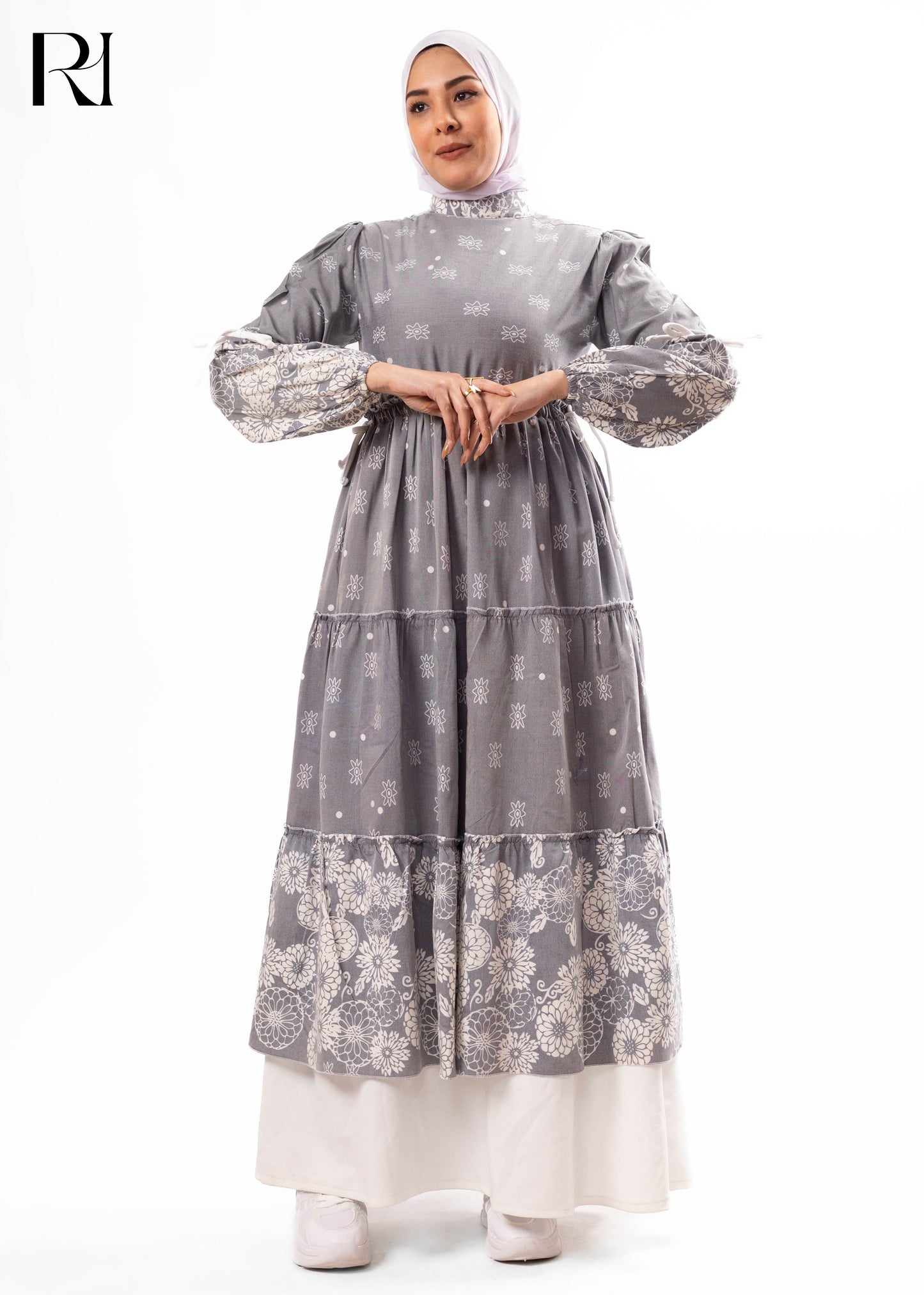 Silver Meadow Tiered Drawstring Maxi Dress