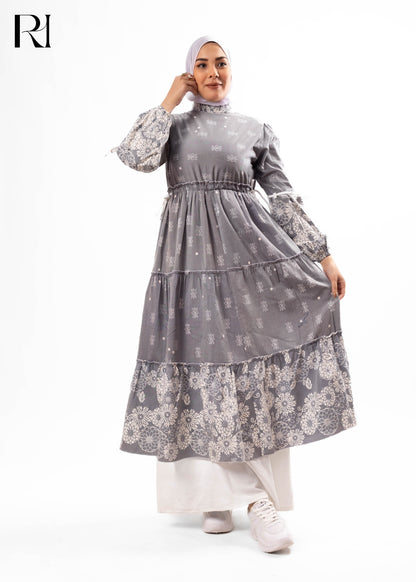 Silver Meadow Tiered Drawstring Maxi Dress