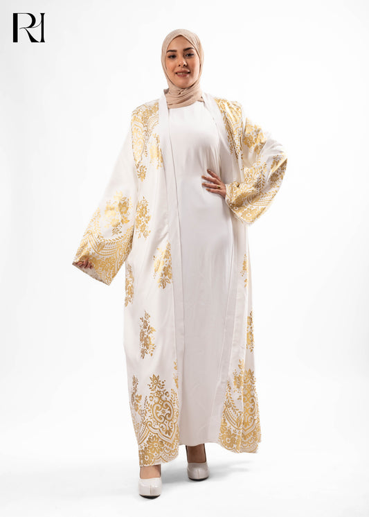 Golden Arabesque Open Abaya Kimono