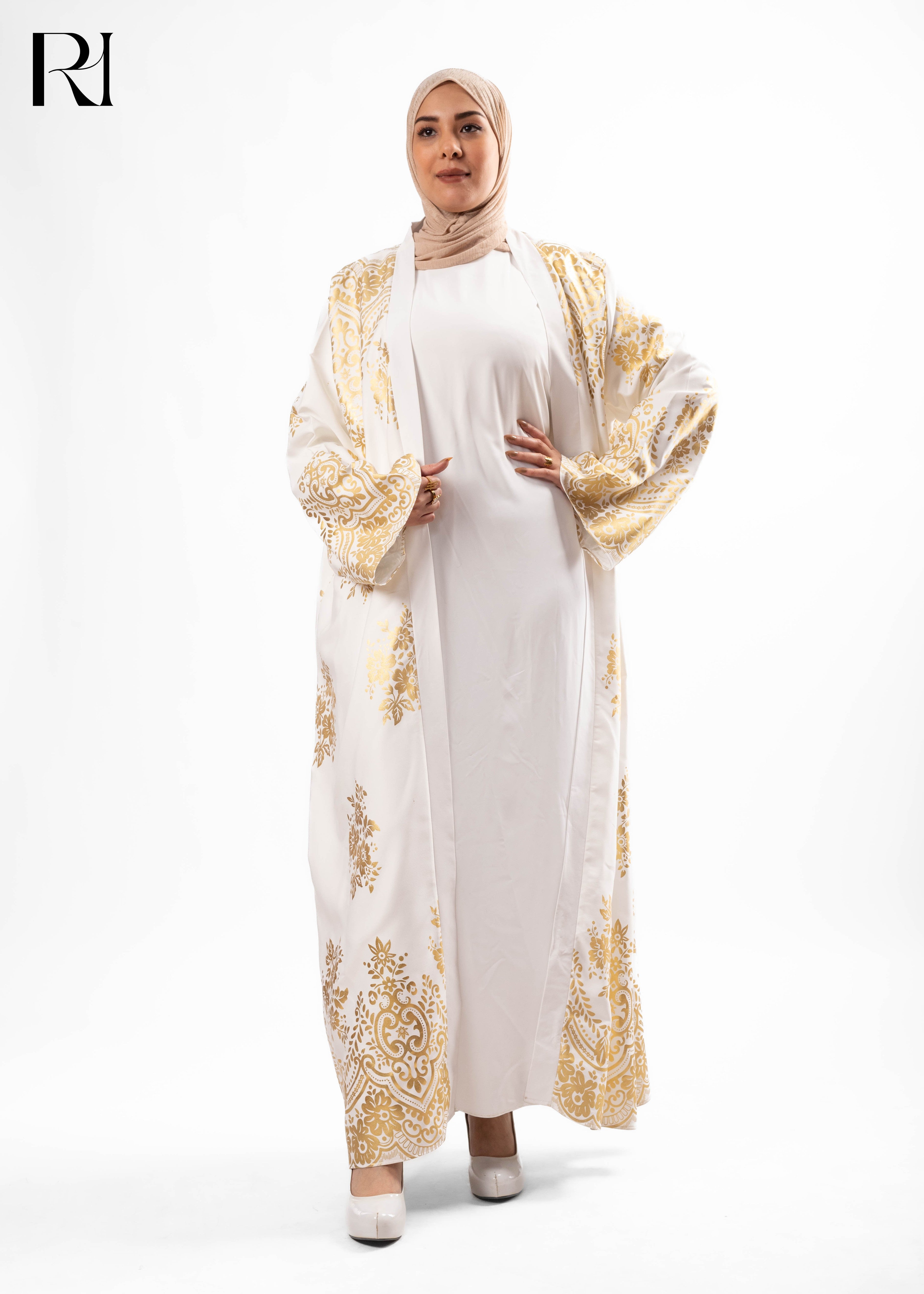 Golden Arabesque Open Abaya Kimono