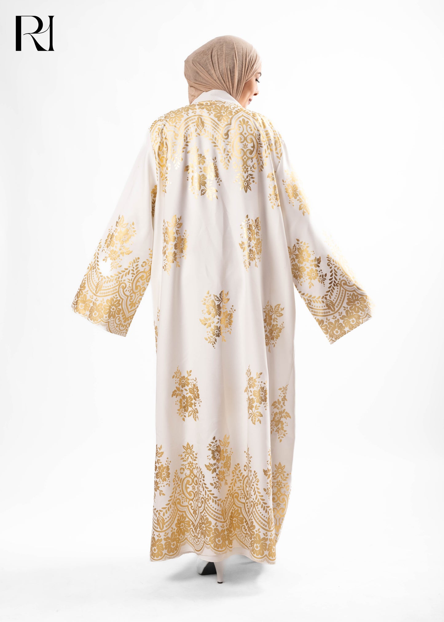 Golden Arabesque Open Abaya Kimono
