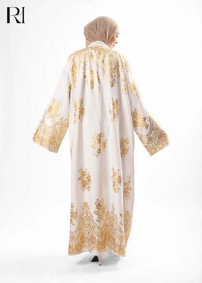 Golden Arabesque Open Abaya Kimono