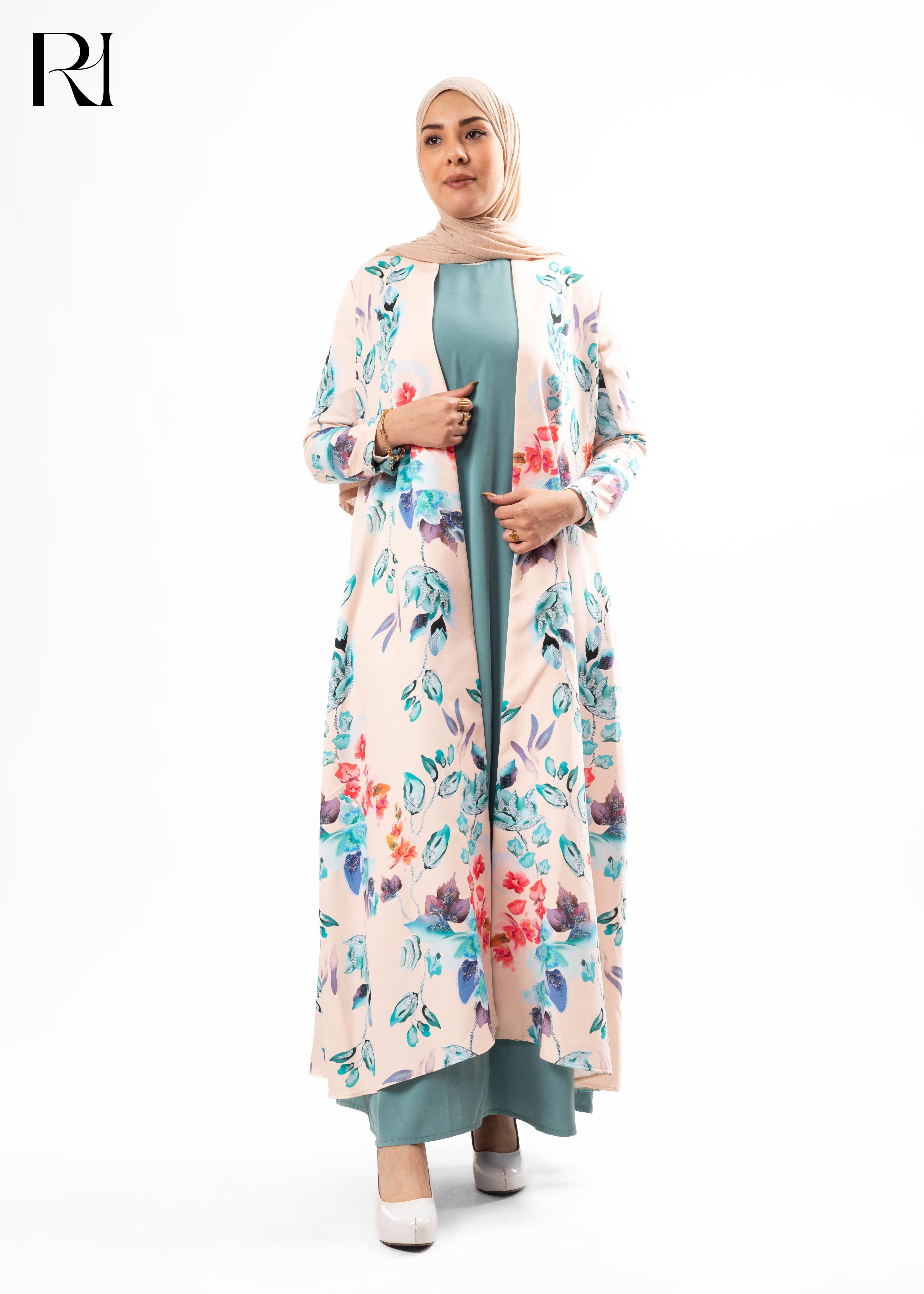 Blush Garden Open Abaya Kimono