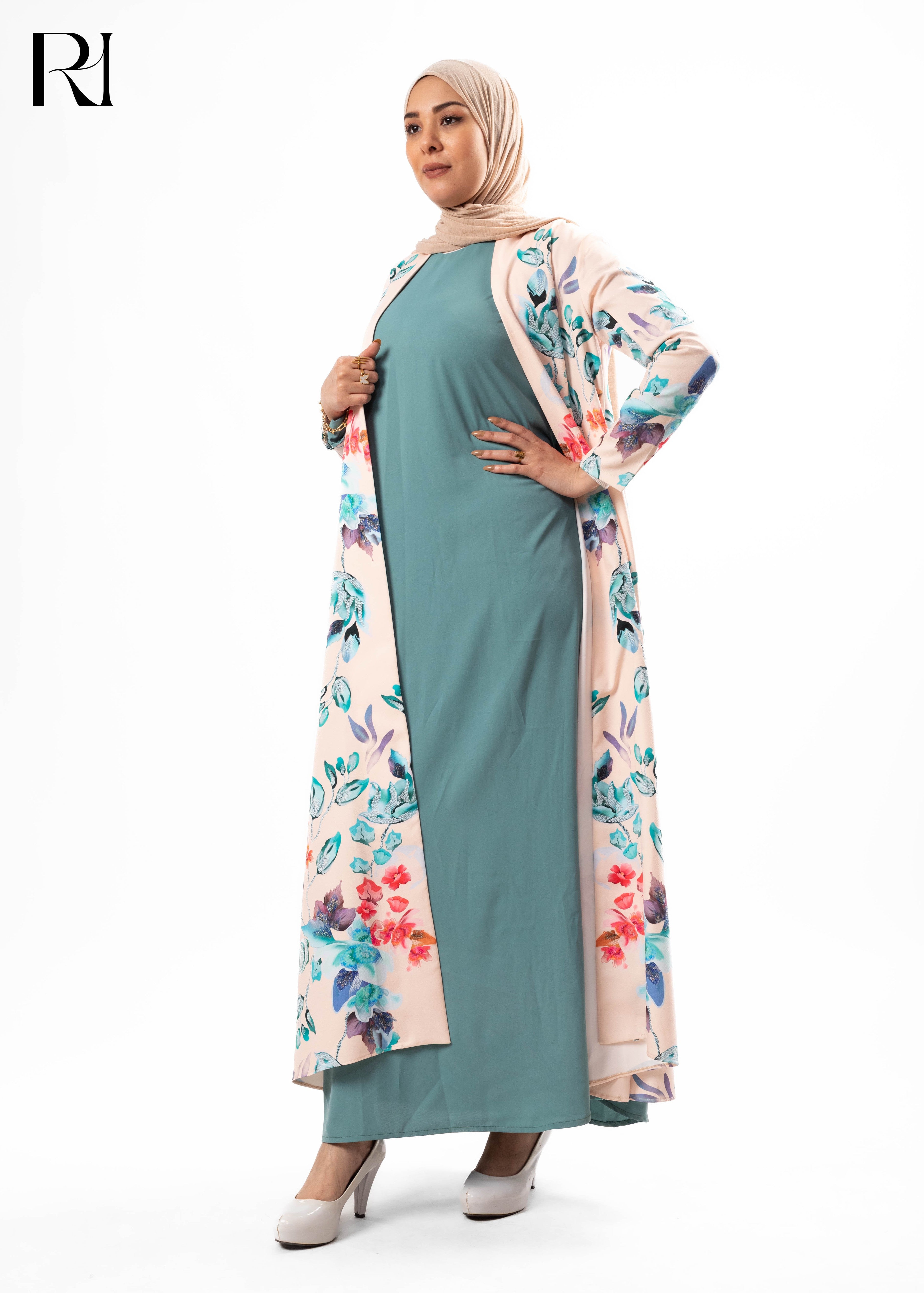 Blush Garden Open Abaya Kimono