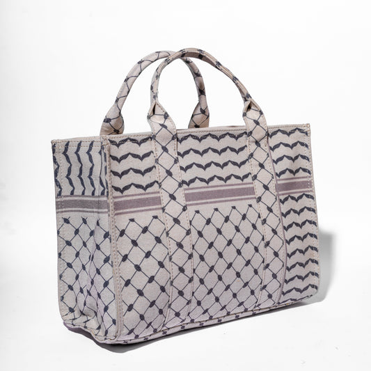 Grey Keffiyeh Pattern Handbag Subtle Cultural Style