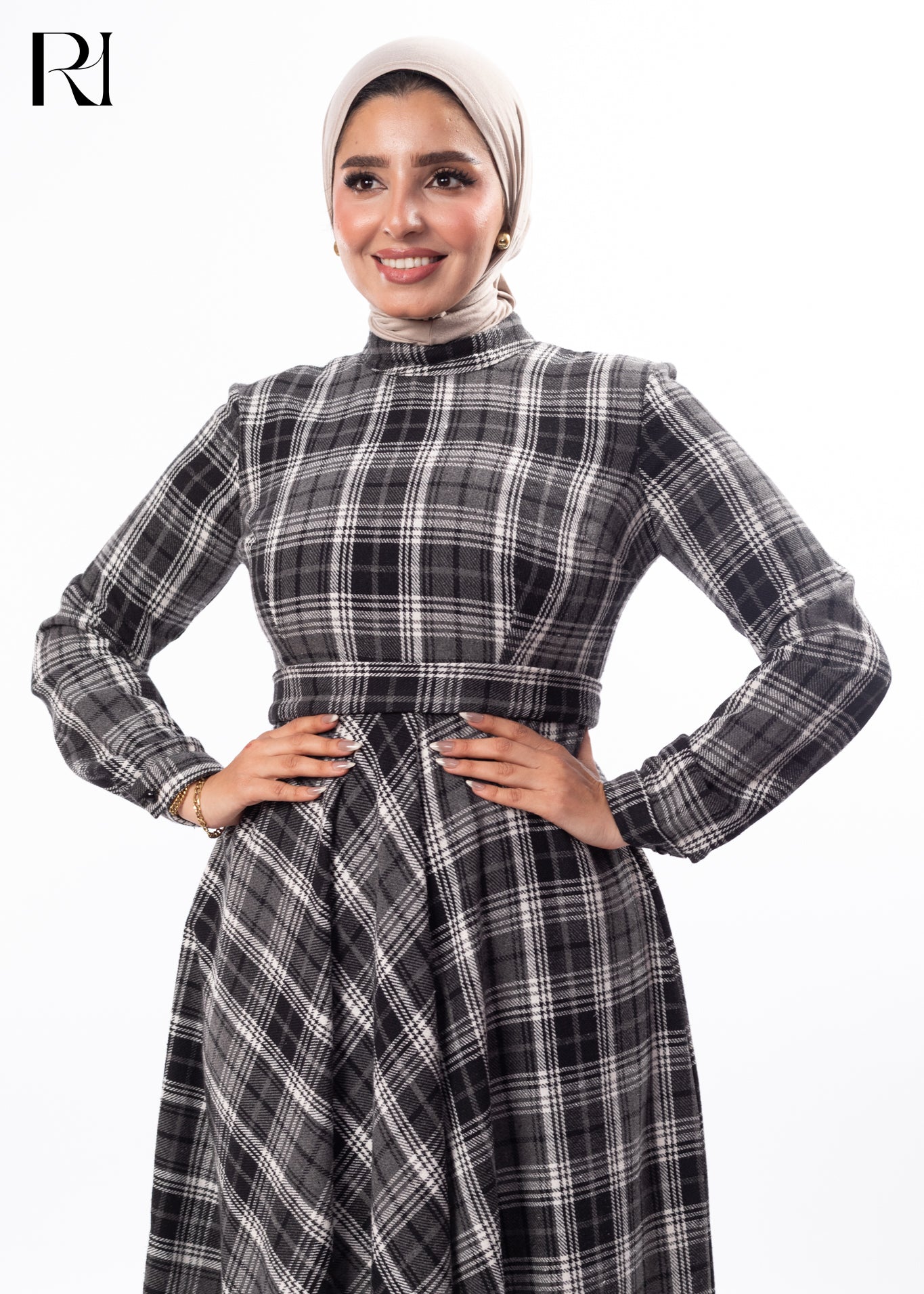 Timeless Plaid Grace Modest Checked Maxi Dress