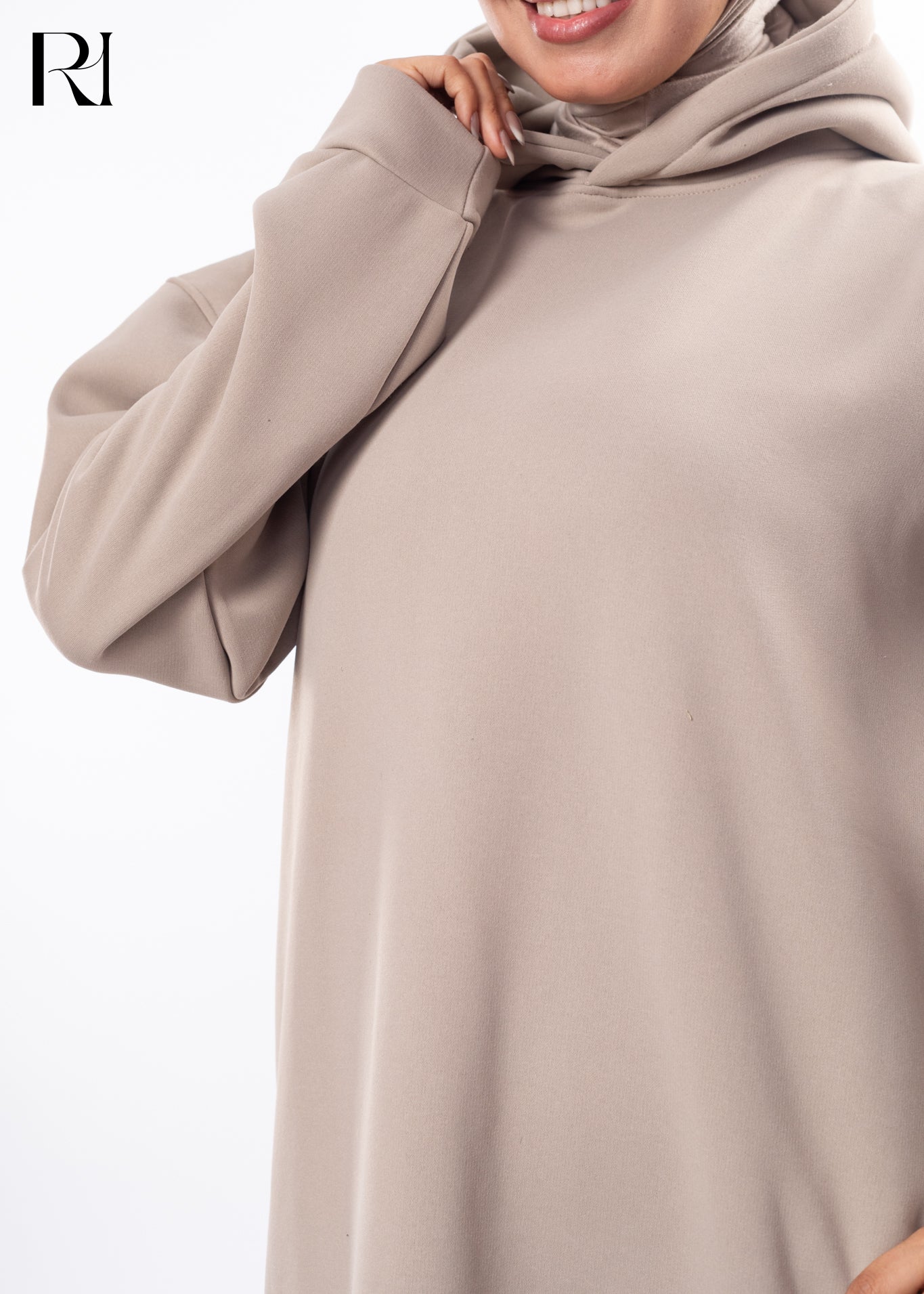 Taupe Serenity Modest Hoodie Maxi Dress