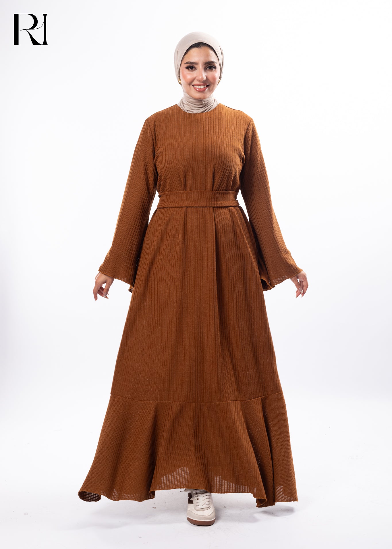 Autumn Ease Textured Modest Maxi Dress