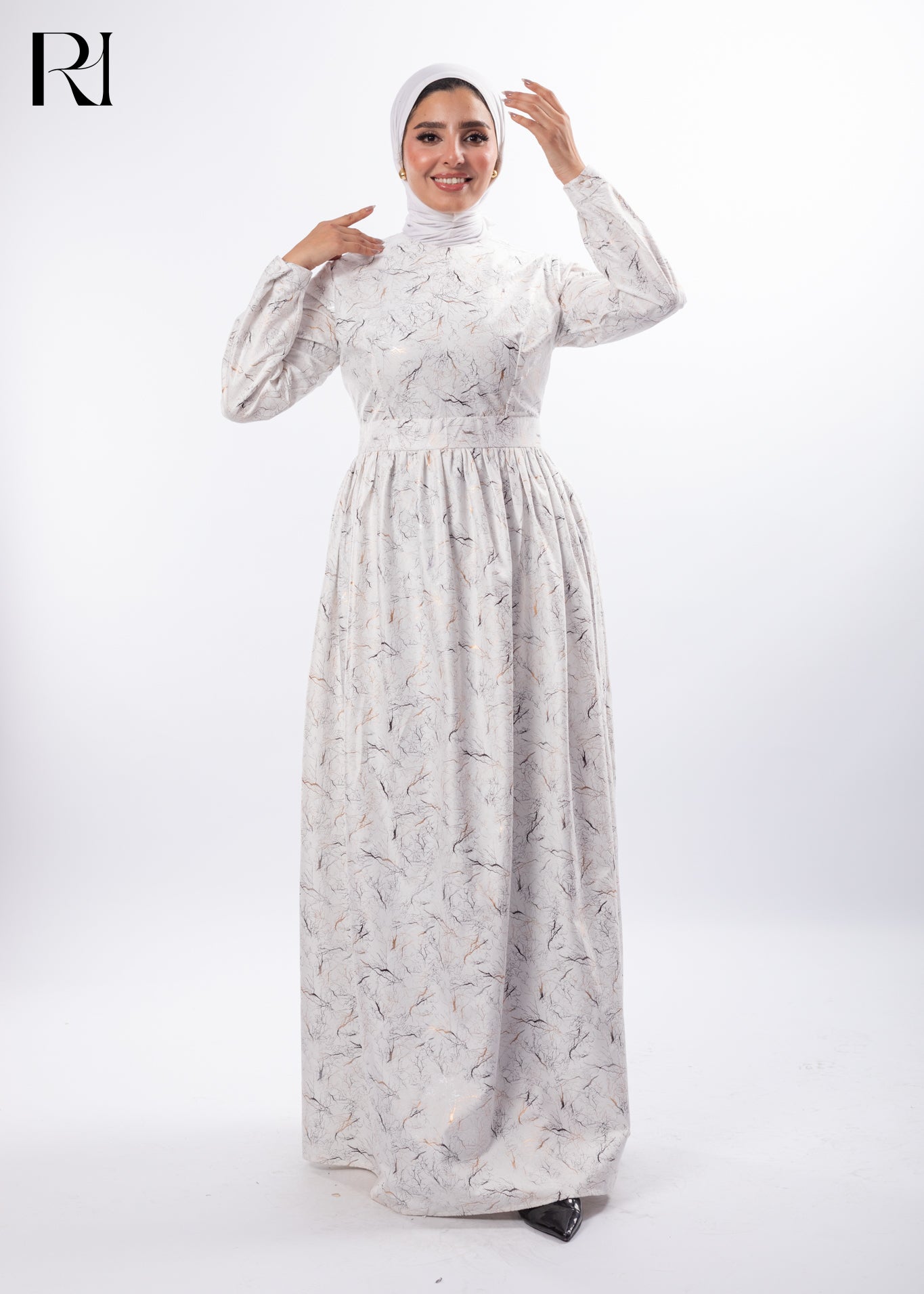 Whispered Petals Modest Printed Maxi Dress