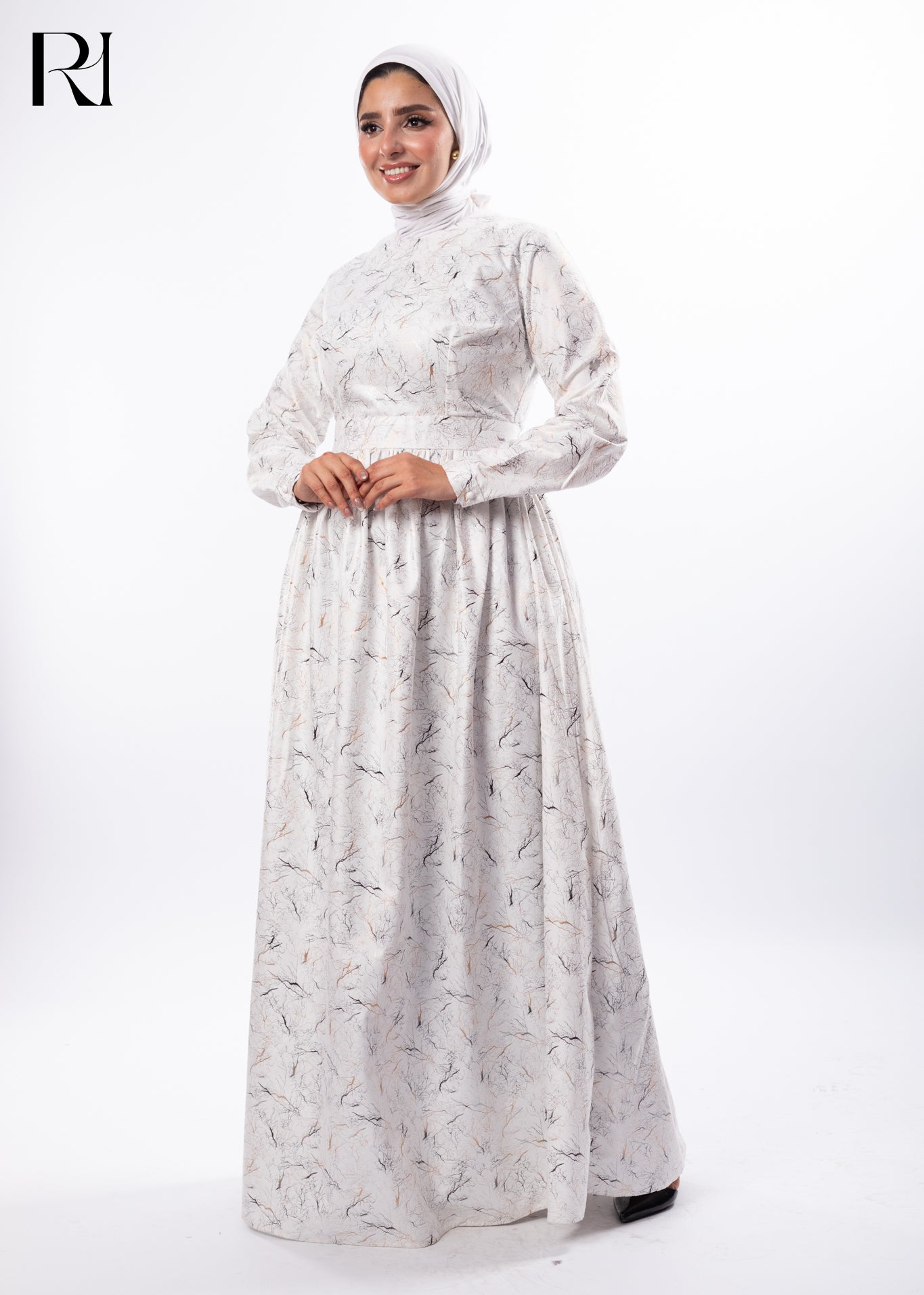 Whispered Petals Modest Printed Maxi Dress