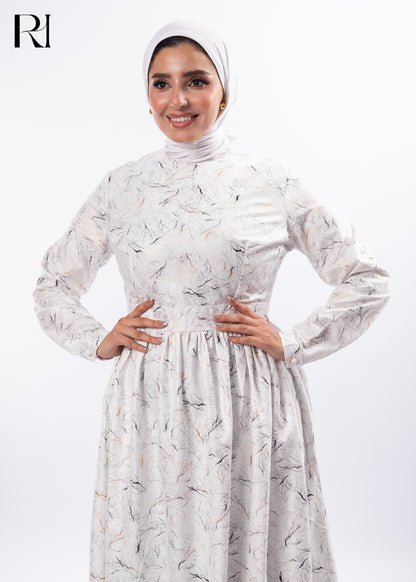 Whispered Petals Modest Printed Maxi Dress