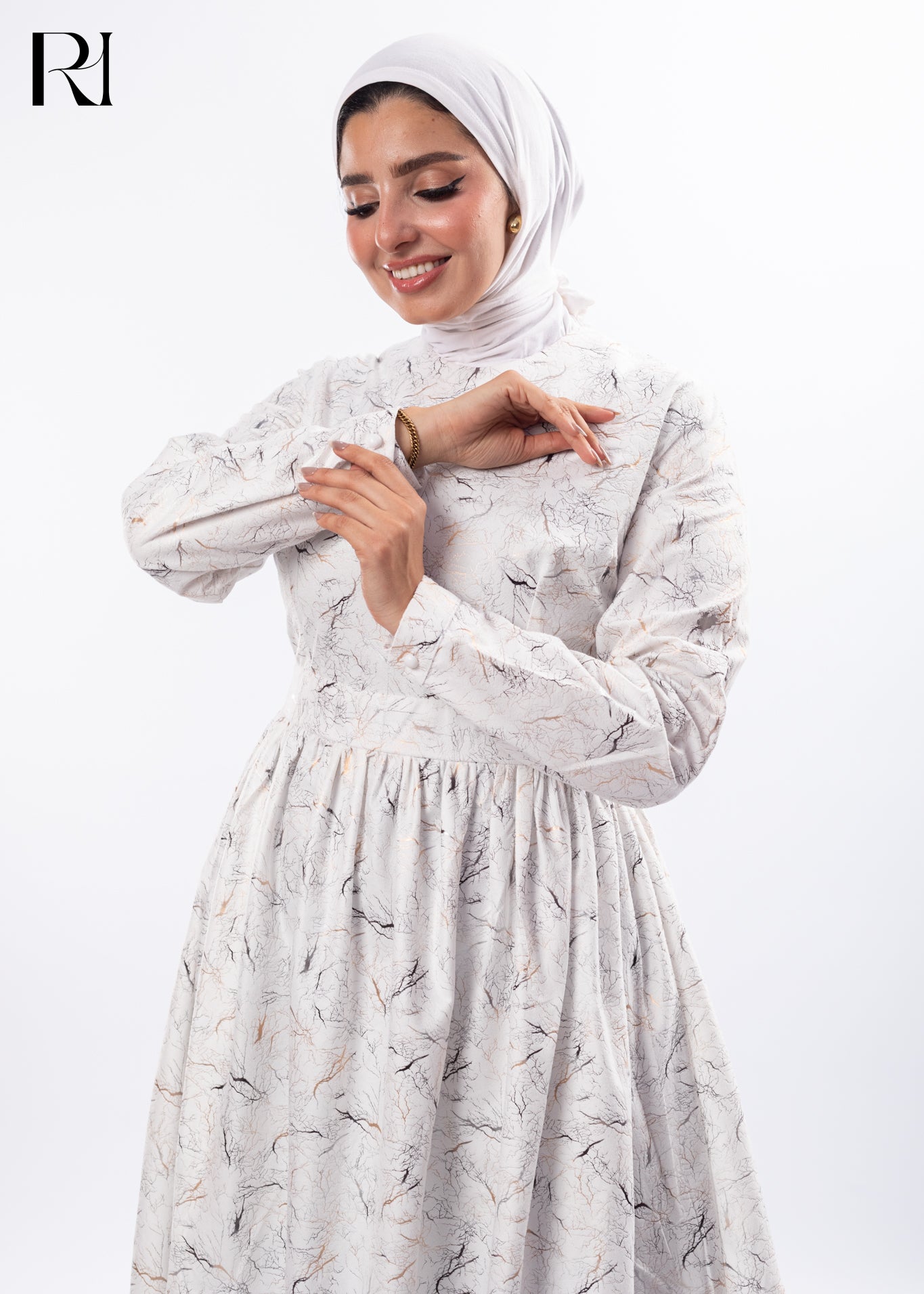 Whispered Petals Modest Printed Maxi Dress