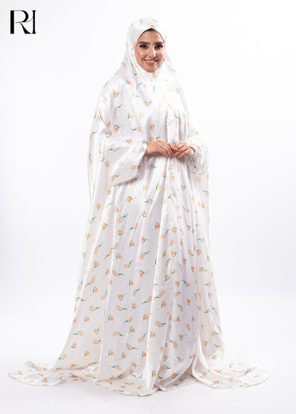 Blooming Chiffon Maxi Dress with Lace Sleeves