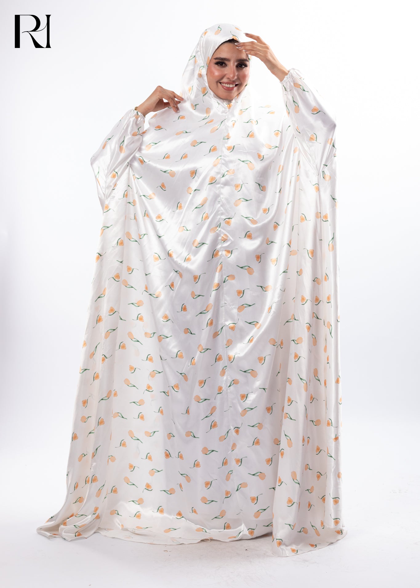 Blooming Chiffon Maxi Dress with Lace Sleeves